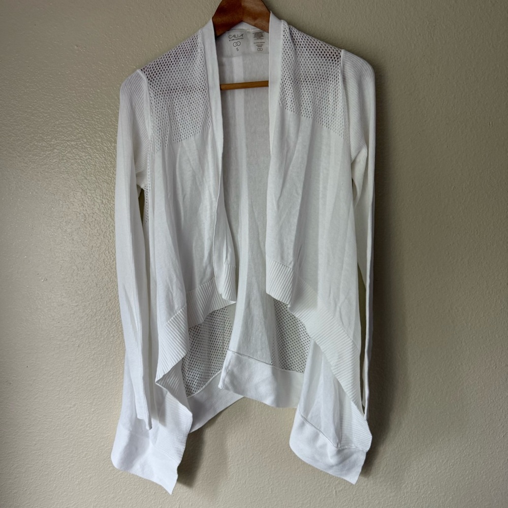 CALIA by Carrie Underwood open front pointelle knit cardigan
